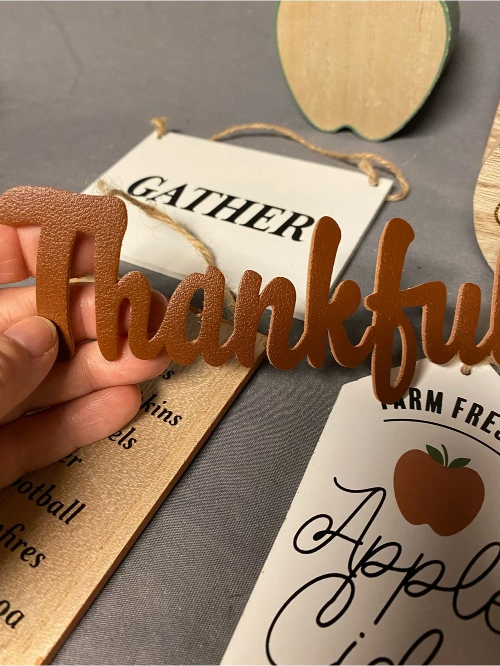 Tiered tray accessories - Fall Apple Cider Decor Set in Orange, Green, White